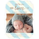 Light Blue Stripe Love Photo Birth Announcements Image 3 of 6